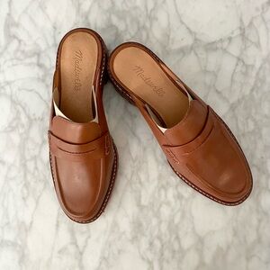 NEW Madewell Corinne Brown Leather Lugsole Loafer Mules, Size 6.5